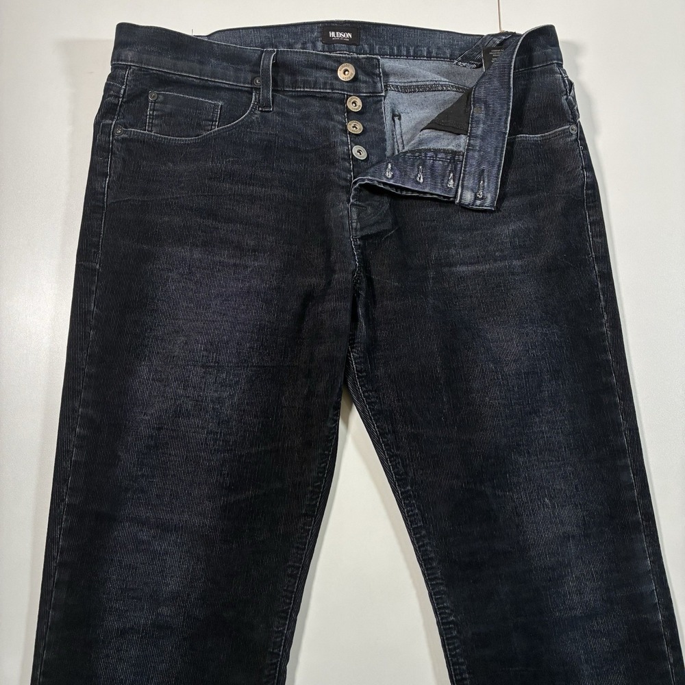 Hudson‎ Corduroy Jeans 38x33 Sartor Slouchy Skinny Black Button Fly (Tag 36)